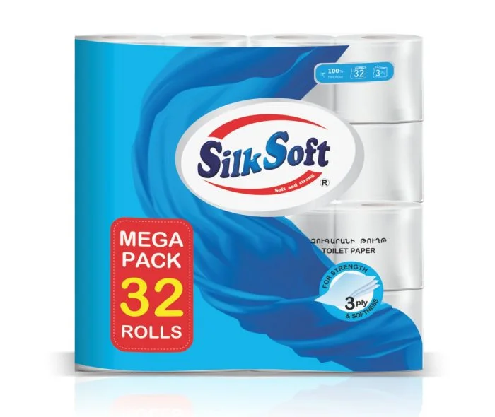 Silk Soft եռաշերտ զուգարանի թուղթ 32 հատ